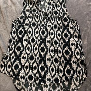 Elegant Black and White Patterned Blouse